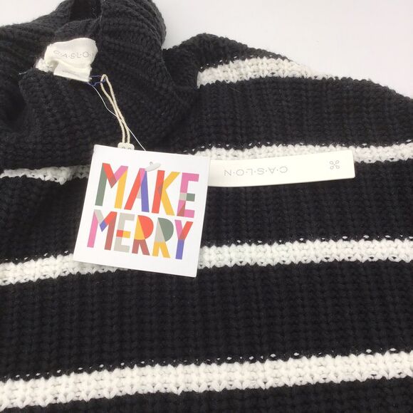 Caslon Women’s Small Black White Chunky Turtleneck Pullover Striped Sweater - Picture 13 of 13